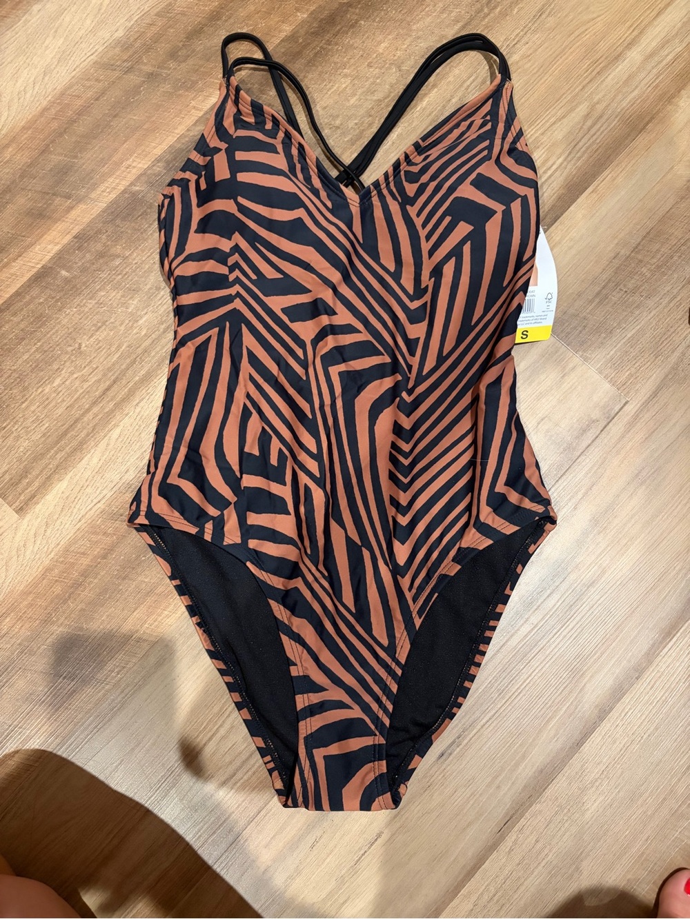 Hurley Brown and Black Zebra-Print One-Piece Swimsuit
